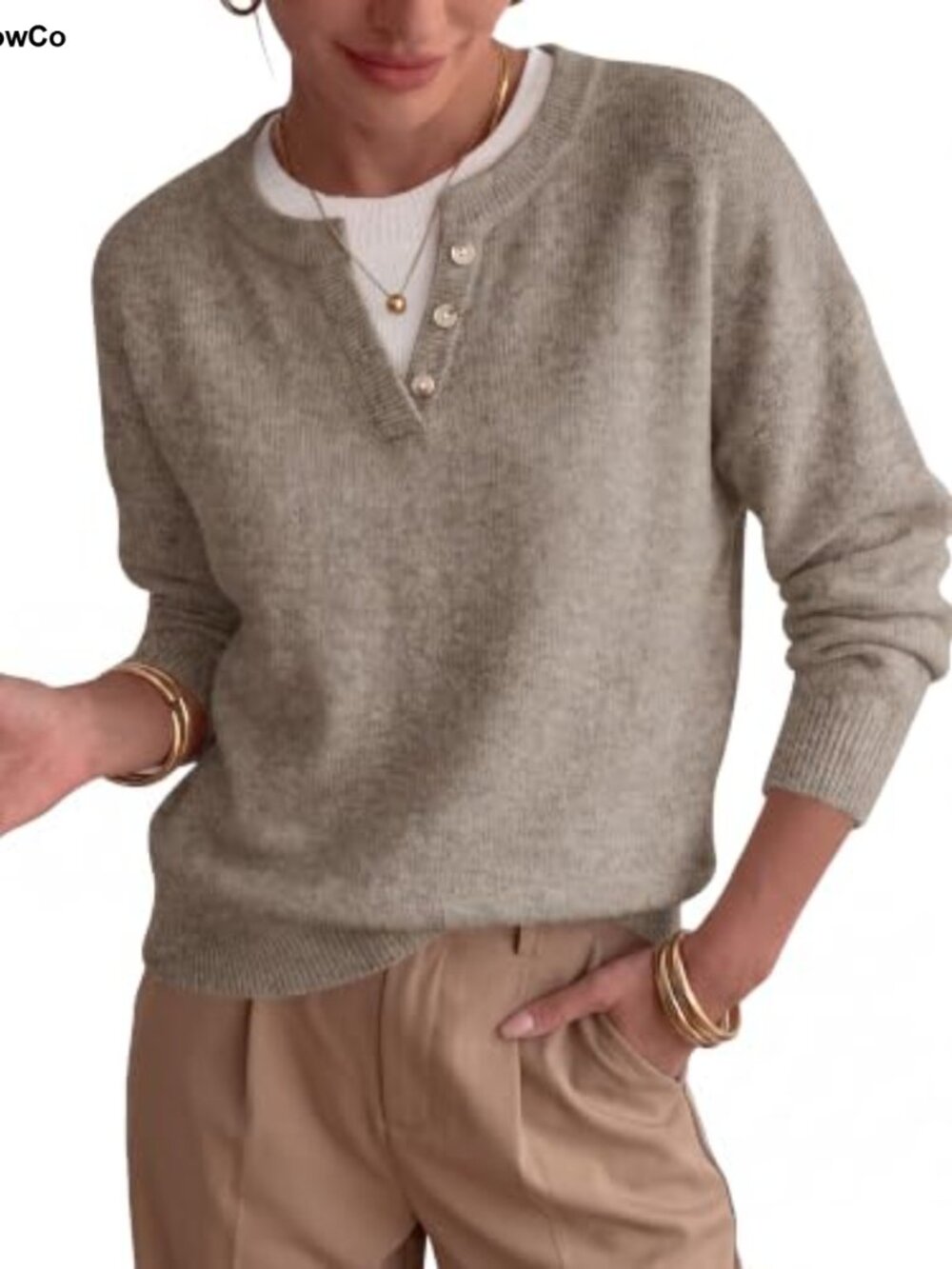 Women's Crewneck Pullover Sweater Long Sleeve Lightweight Layered Look